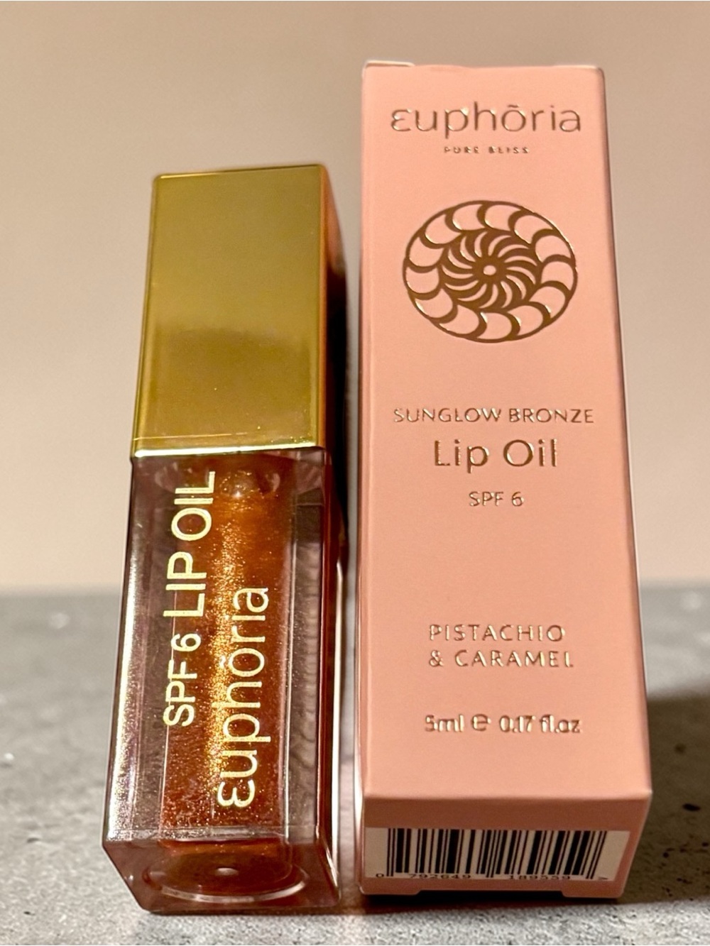 Euphoria Bronze Lip Oil SPF 6 — Pistachio & Caramel imported from Greece